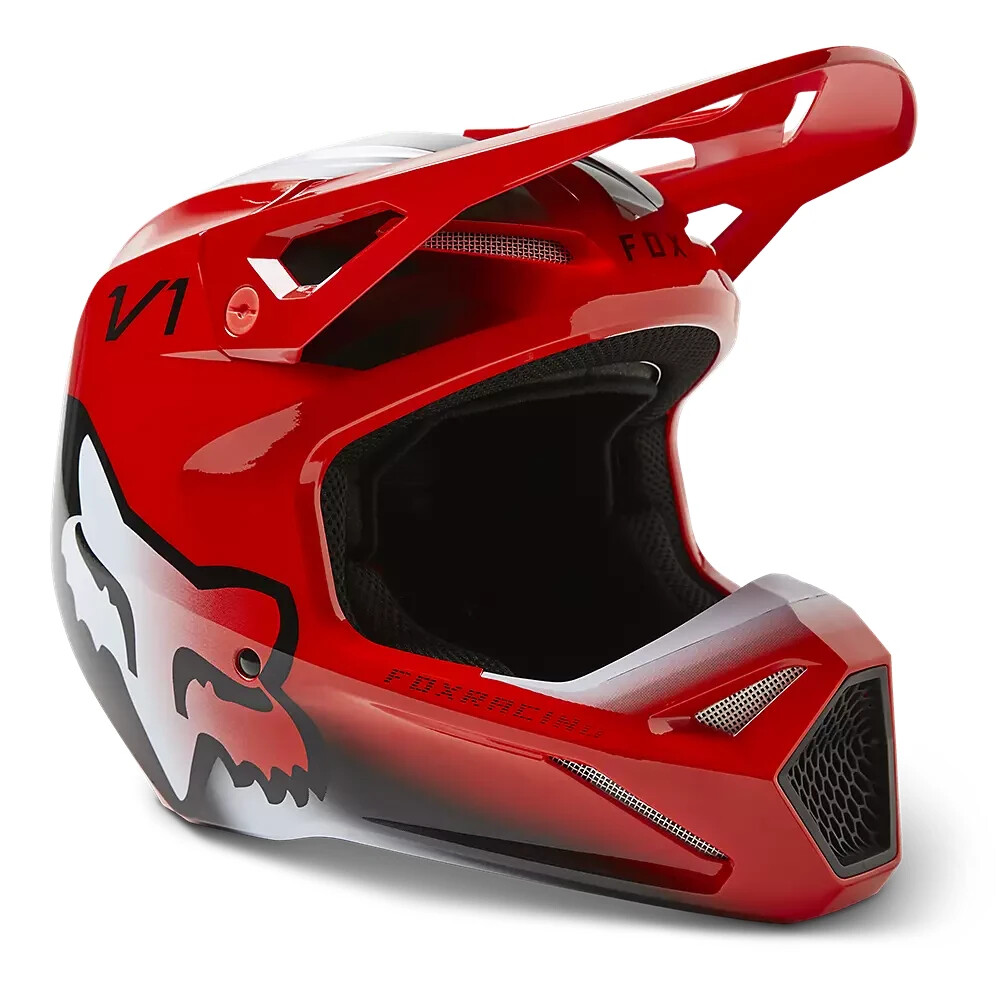 New Fox Racing Youth V1 Toxsyk Helmet, Flo Red, Youth Small