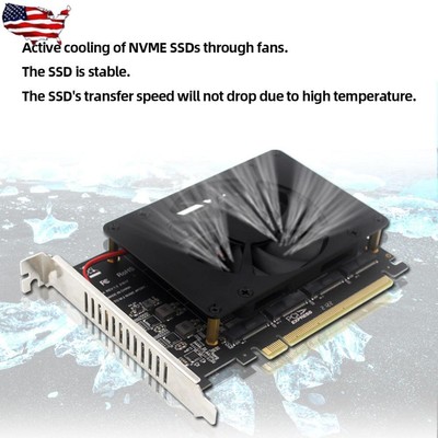 NVME RAID PCI-E X16 Splitter Card with Heat Sink RAID Expansion Card 4 X 32Gbps