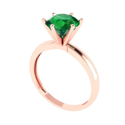 Pre-owned Pucci 2 Ct Round Cz Vvs1 Emerald Designer Statement Bridal Classic Ring 14k Pink Gold