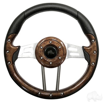 Aviator 4 Golf Cart Steering Wheel (Woodgrain)