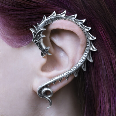 Alchemy Gothic Jormungand Earwrap Dragon Ouroboros Rune Single Left Earring E436
