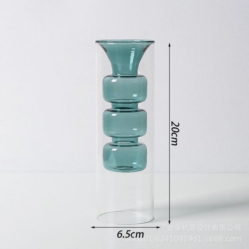 Bottle Hydroponic Clear Glass Vase Double Wall Flower Vase Home Decoration