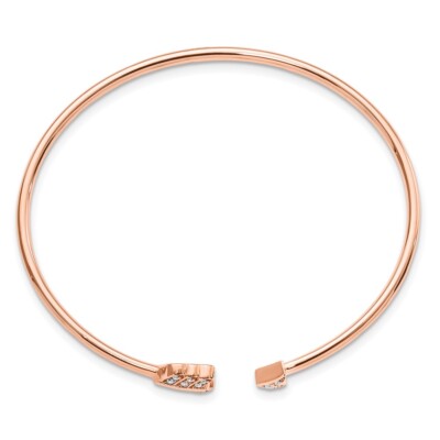 Pre-owned Superdealsforeverything Real 14kt Rose Gold Diamond Arrow Cuff Bangle; 7 Inch In Pink