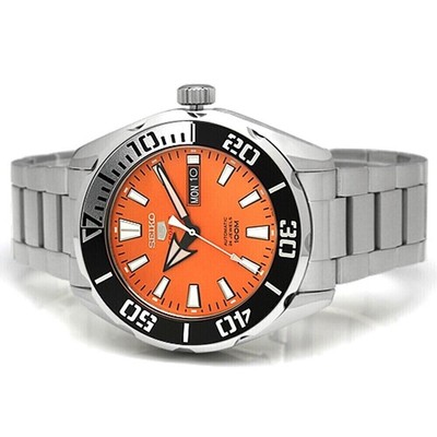 Pre-owned Seiko 5 Automatic Srpc55k1 Orange Dial Men's Watch Boxed Warranty