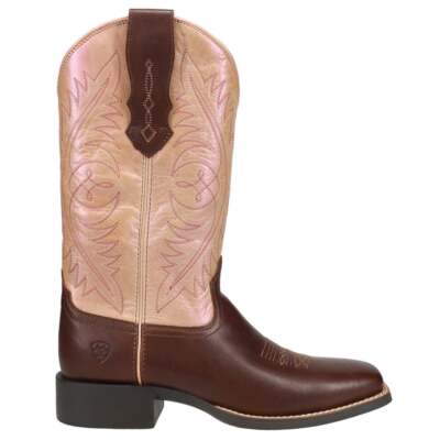 

Женские коричнево-розовые повседневные ботинки Ariat Round Up Stretchfit Pull On 10040421, Brown;pink, Ariat Round Up Stretchfit Pull On