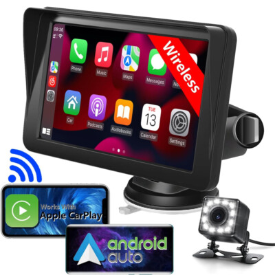 7'' Portable Car Stereo Radio Wireless CarPlay Apple/Android Auto TouchScreen USB