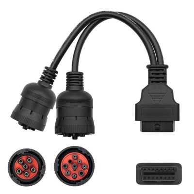 9Pin J1939 Truck Y Cable OBD2 16Pin Female Adapter J1708 6Pin For Cummins CAT