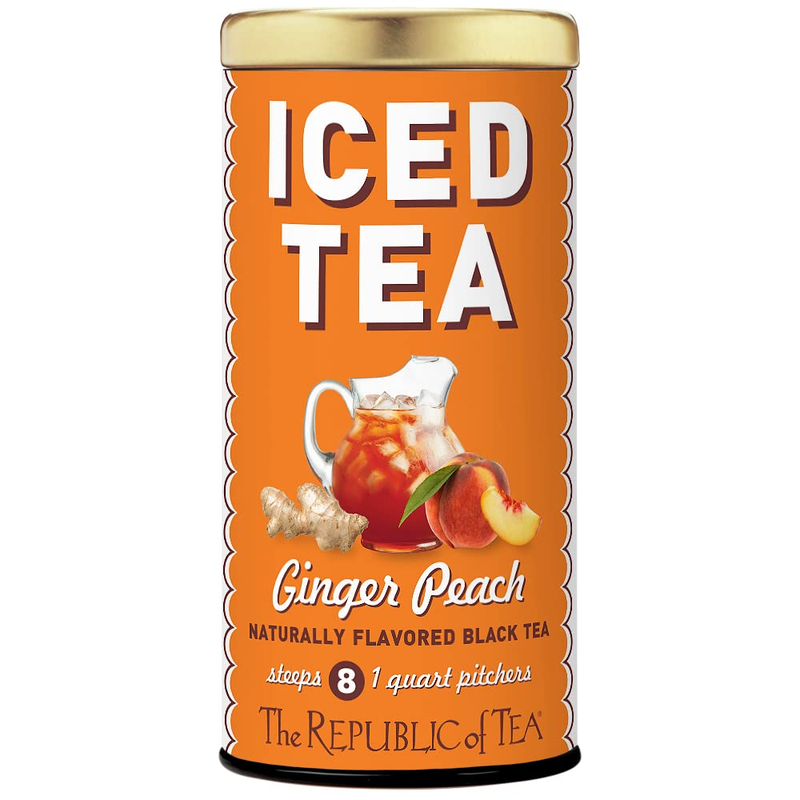 &ndash; Ginger Peach Black Iced Tea Bags, 8 Large Quart-sized Ic