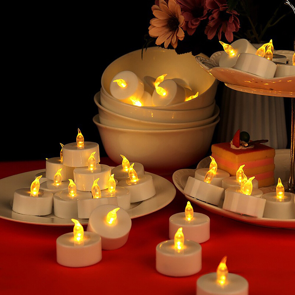 12/24PCS Flameless Tealight Candles Battery Operated LED Tea Light Bright Decor