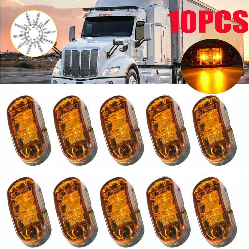 10pc LED Side Marker Lights 12V Orange Amber Indicator Truck Lorry Bus Trailer🧭