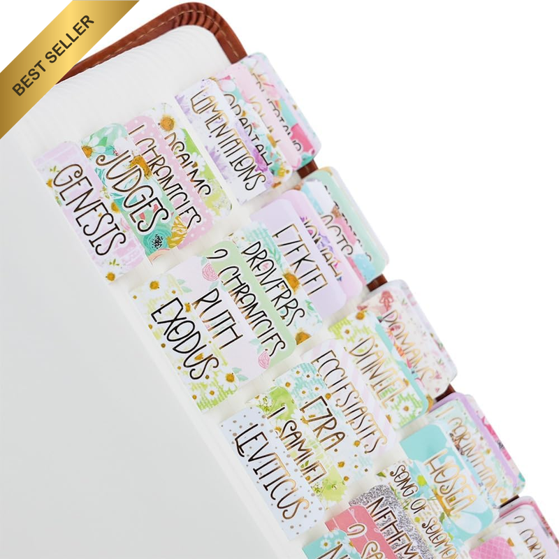 Decorative Bible Tabs - Gold Foil - Laminated - Indexing - Journaling - 66 Book