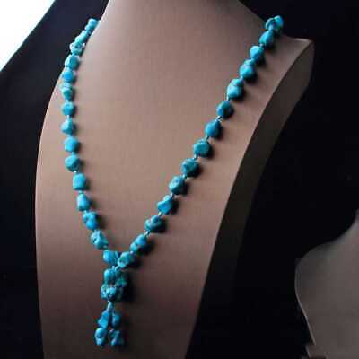 2022 Knotted Turquoise Baroque Gemstone Beads Necklace 22 inches Relief