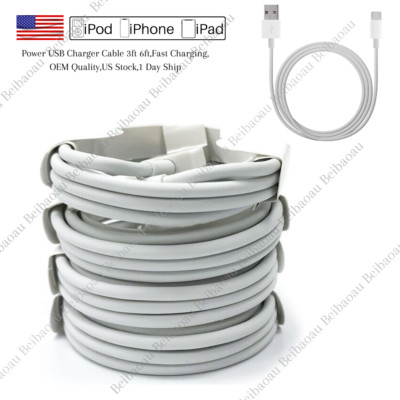 3Ft 6Ft USB Charger Cable For Apple iPhone 14 13 12 11 8 6 5 X Charging Cord Lot