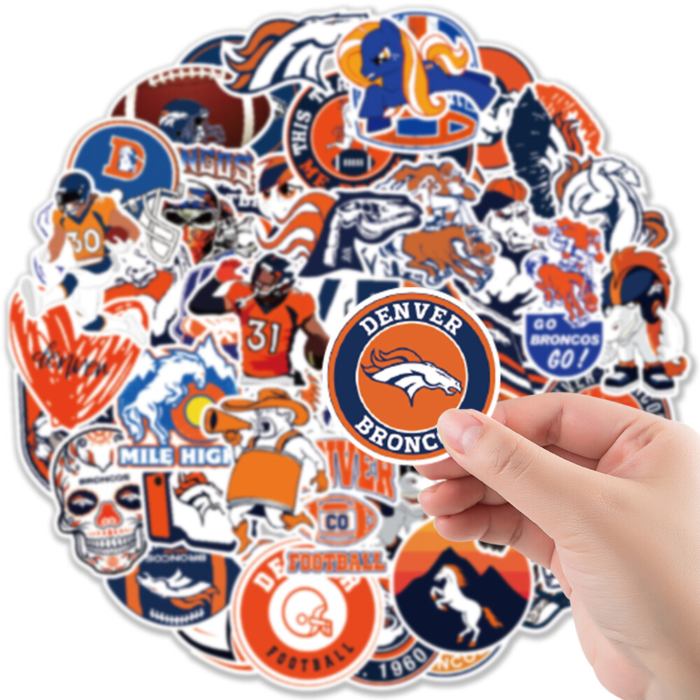 50 Pcs Stickers Denver Broncos NFL Sports Luggage Skateboard Phone Laptop Vinyl