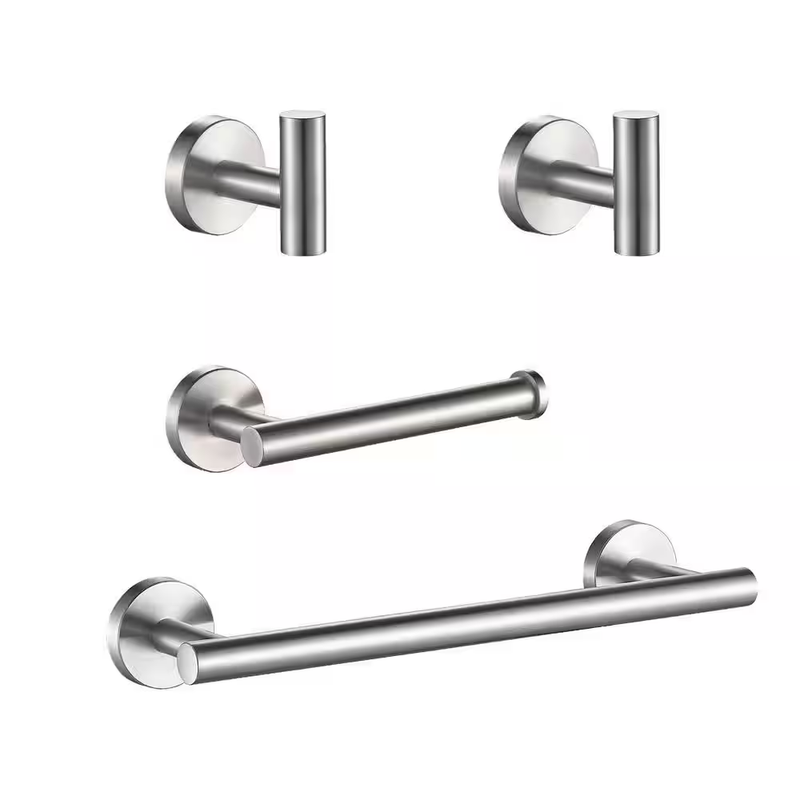 Bathroom Hardware Set Towel Bar Toilet Paper Holder Robe Hooks Stainless Steel
