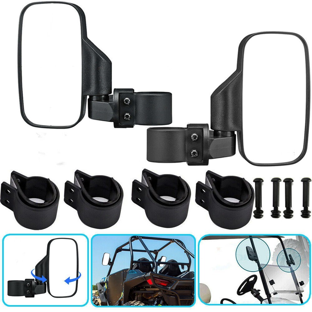 Black UTV Mirrors UTV Side Mirrors Fits 1.6 inch to 2 inch Roll Cage Compatible