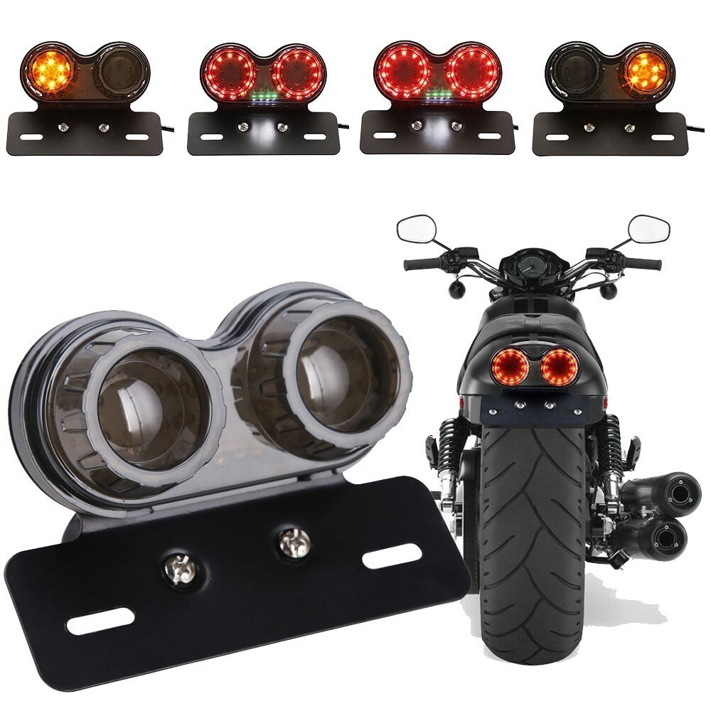 Motorcycle Universal Integrated Tail Light LED Brake Turn Signals License Plate