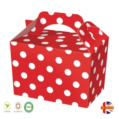Red Polka Dot Food Boxes Spotty Loot Lunch Meal Gift Box ~ Birthday Party Plate