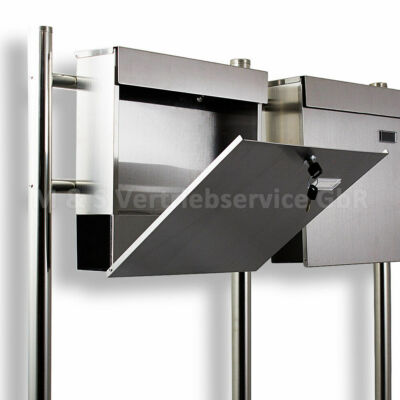 14396/Freistehend Doppel Standbriefkasten Briefkastenanlage Postkaste Edelstahl 
