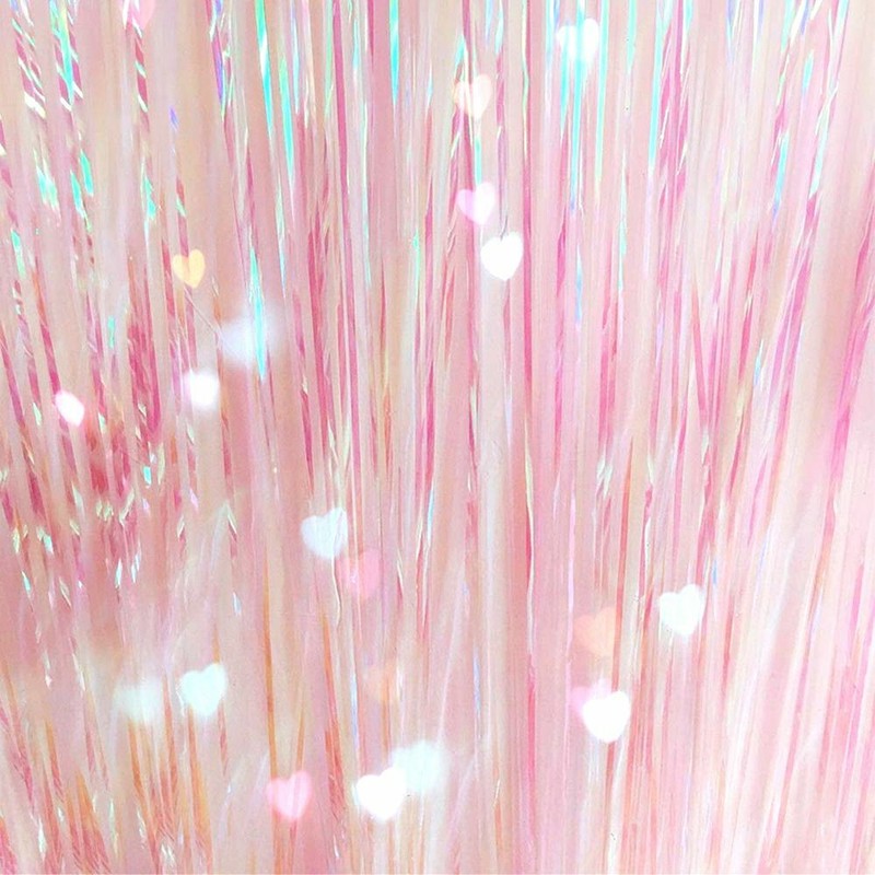 2m Shimmer Foil Window Door Rainbow Curtain Tinsel Fringe Party