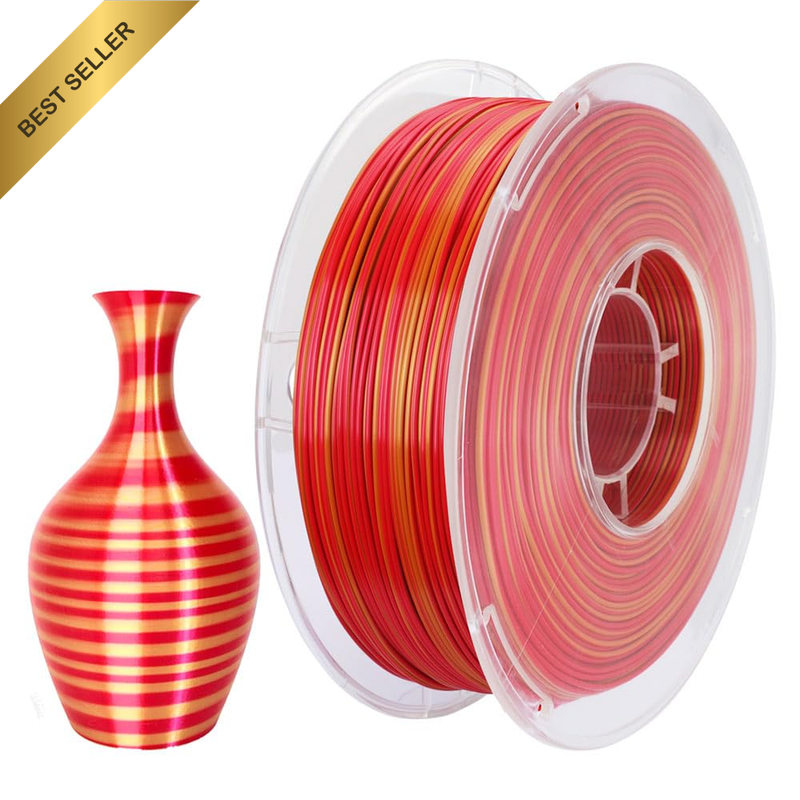 Silk Candy PLA Filament Gold Red 1.75Mm 1KG Dynamic Caramel Dual Color PLA Silk