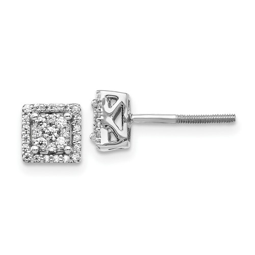 Pre-owned Goldia 14k White Gold Diamond Square Screw Back Post Earrings