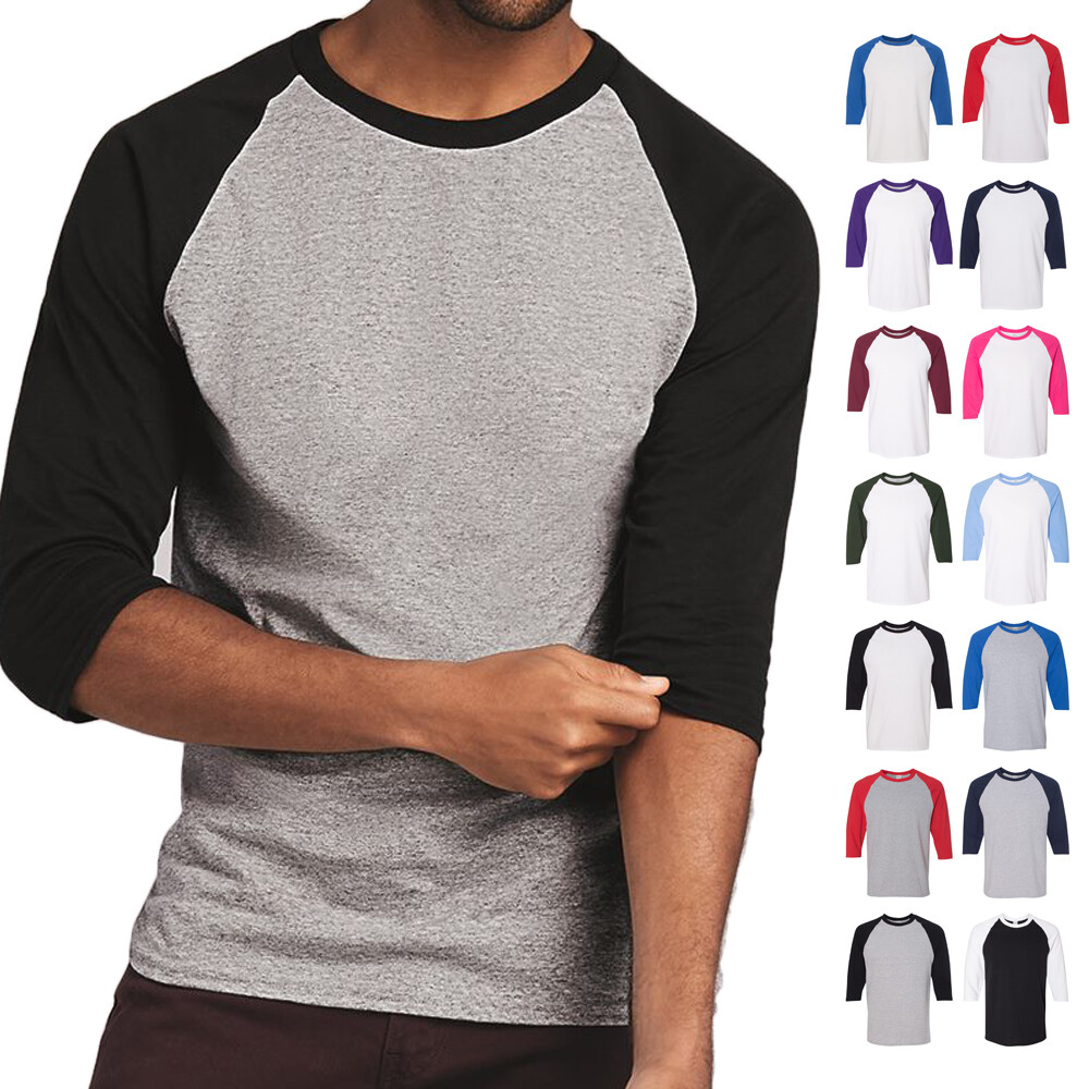 Raglan 3/4 Sleeve New Plain TShirt Baseball Tee S3XL Jersey Sports Men's Tee eBay