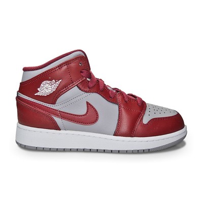 

Кроссовки Nike Air Jordan 1 Mid (GS) для юниоров — DQ8423 615 — вишневый красный белый, Air Jordan 1