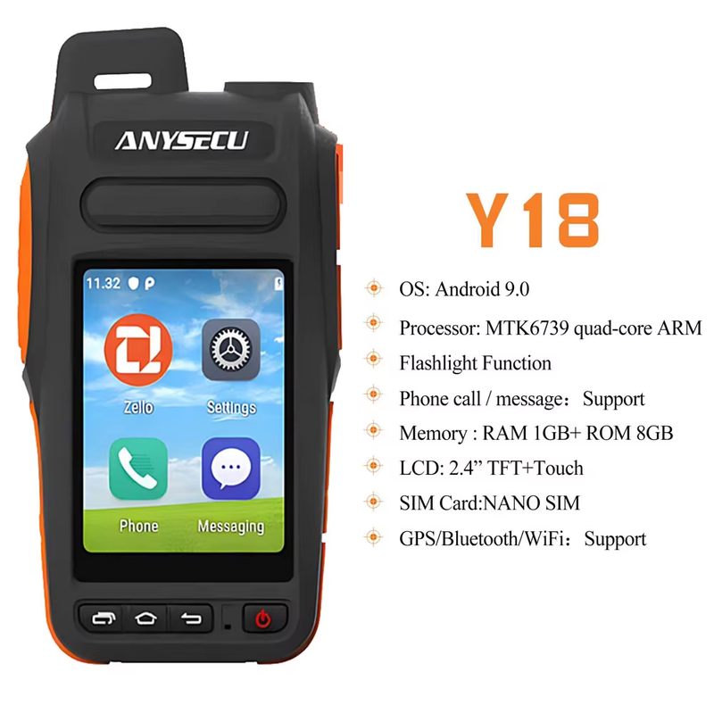 Y18 4G Network Radio Android 9.0 Unlocked with WIFI GPS Mobile Phone Work With Z
