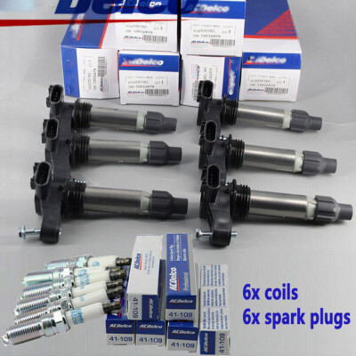 6 Pack  Ignition Coil 12632479 D515C& Spark Plug 41-109 For GMC Chevrolet Buick