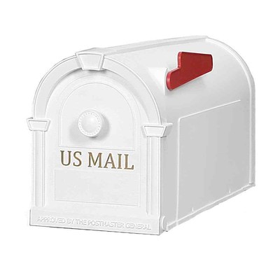 Hampton Post-Mount Mailbox, White with Gold Lettering