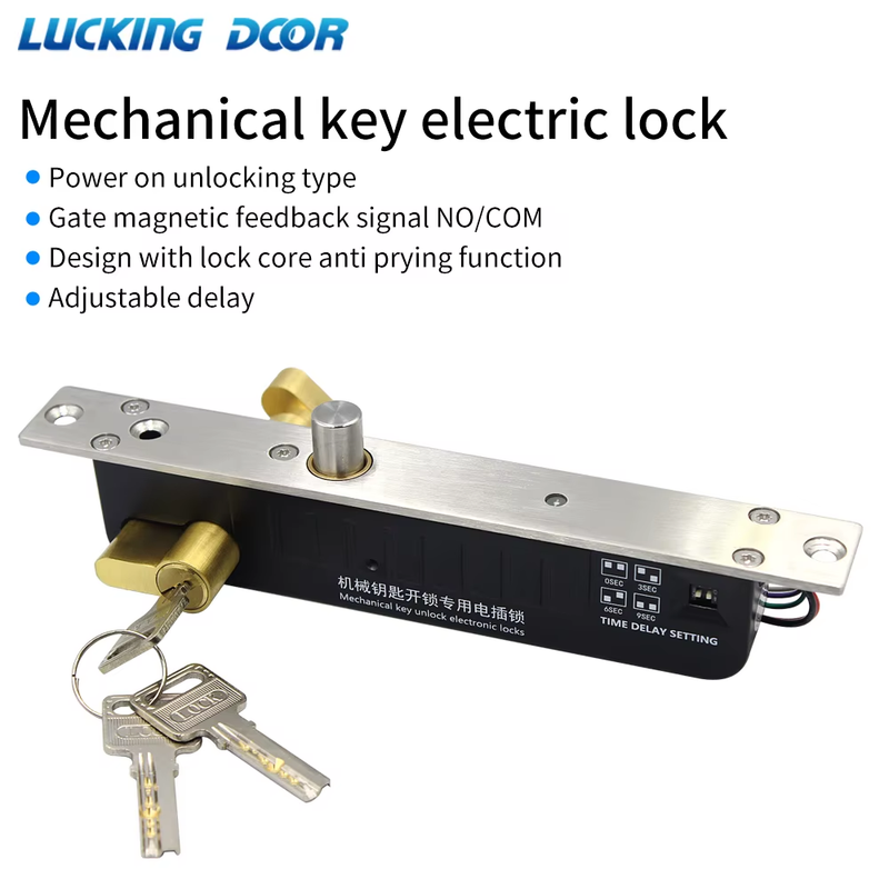12V/24V DC Electric Lock Magnetic Deadbolt Time Delay Fail Secure Mortise Drop B