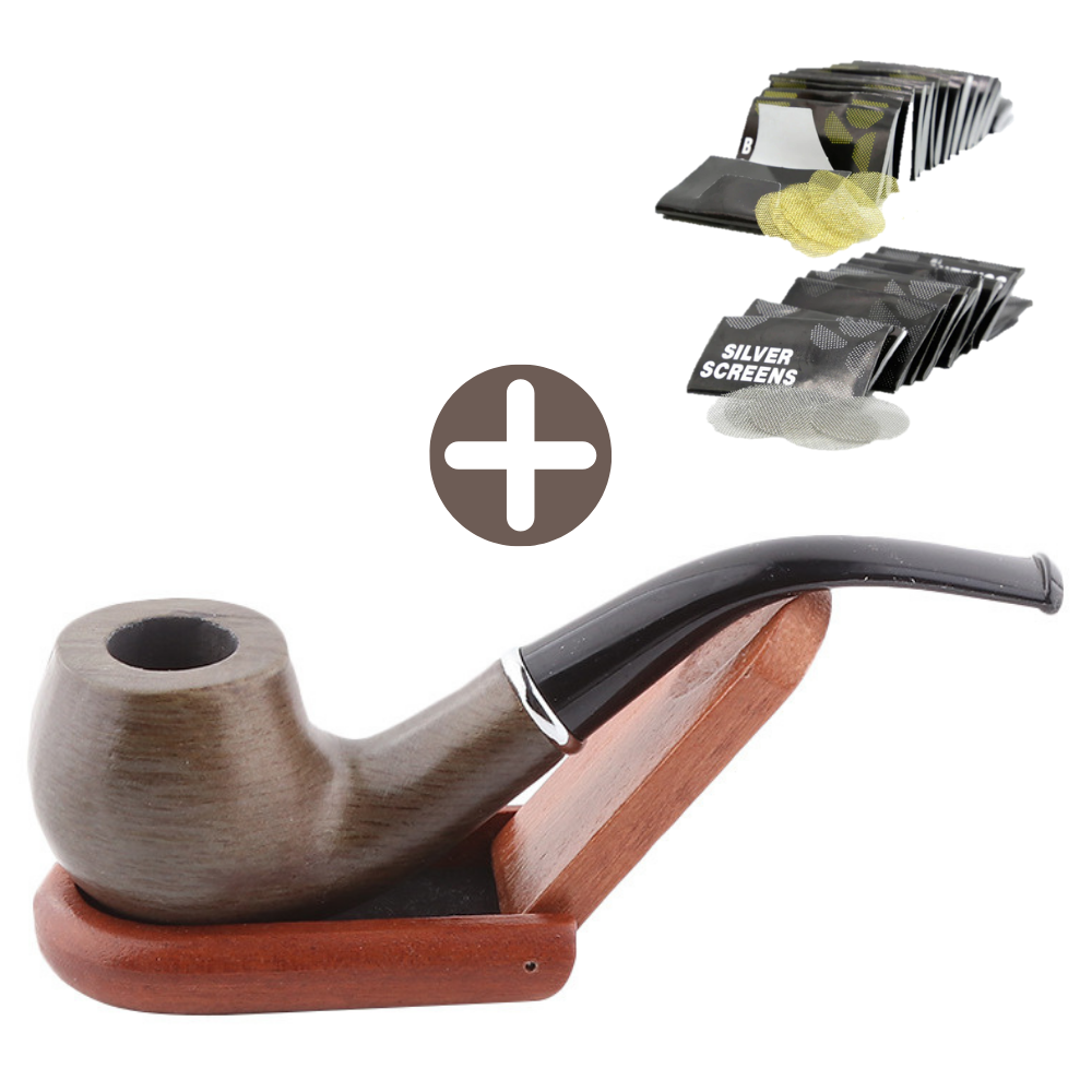 Premium Echtholz Tabakpfeife Hand Pfeife Kräuter Tabak Rauchen  Holz + 5 Siebe
