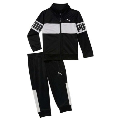 Puma 2Pc Tricot Track Jacket & Jogger Set Черные пальто для маленьких мальчиков Куртки Верхняя одежда