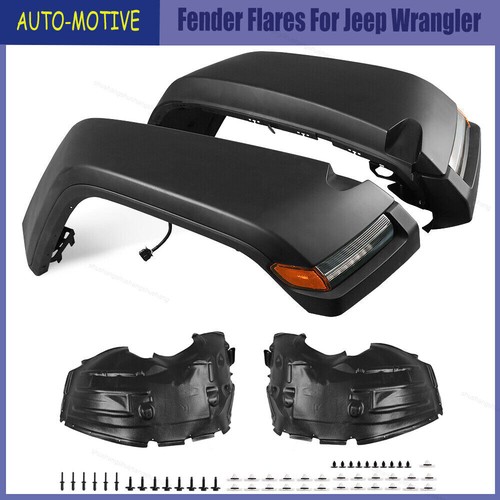 Front Fender Flares W/ Lights Fits 2018-20 Jeep Wrangler JL JLU/Rubicon 2/4-Door