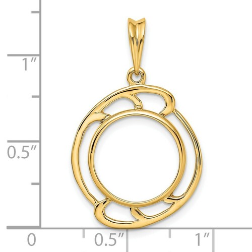 Pre-owned Roy Rose Jewelry Gold Coin Pendant Mounting - 13mm 14mm Coin Size - Large Open Wave Frame Design