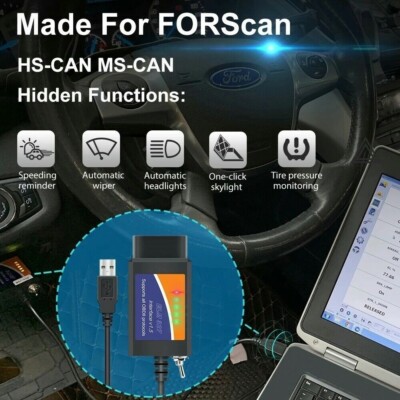 For Ford FORScan OBD2 Code Reader ELM327 V1.5 USB Modified Scanner Tool HS/MS US