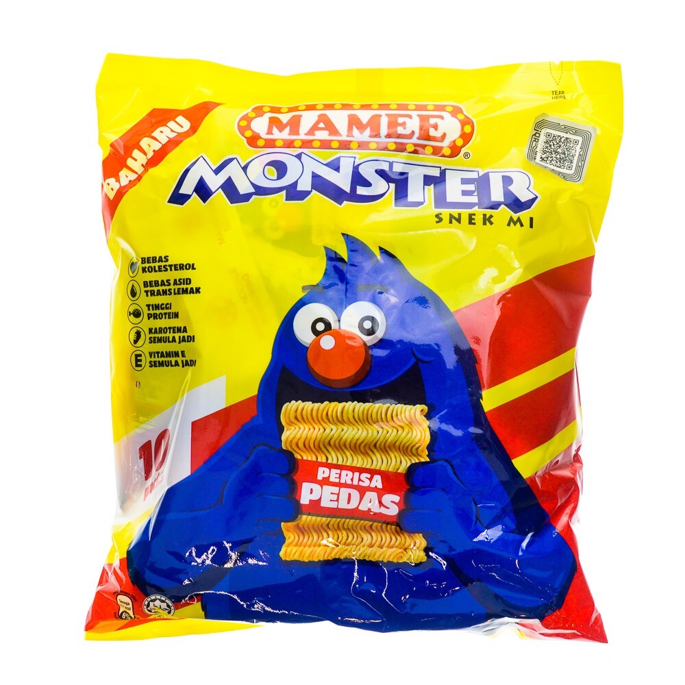 MAMモンページです。 Snack SPICY FLAVOR Dried Noodles Mamee Monster HALAL 25 GM X 8
