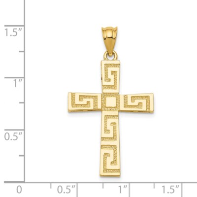 Pre-owned Superdealsforeverything Real 14kt Yellow Gold Greek Key Cross Pendant