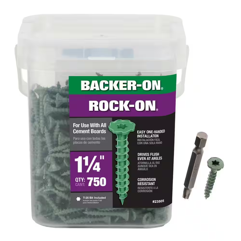 Cement Board Screws 1 1/4 Inch Star Drive Corrosion Resistant 750 Pack