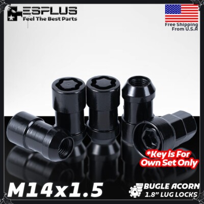 4 Pc Infiniti Wheel Lock W Key M14x1.5 Black Fits 2011-2023 QX56/QX80