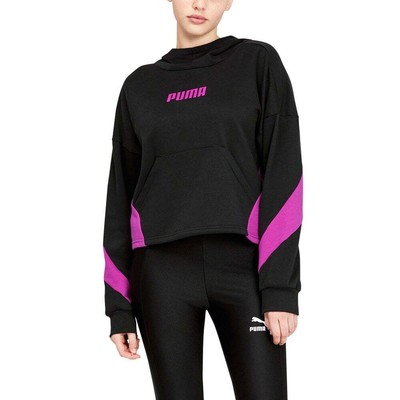 

Puma Train Logo French Terry Pullover Hoodie Женская черная повседневная верхняя одежда 67046, Черный