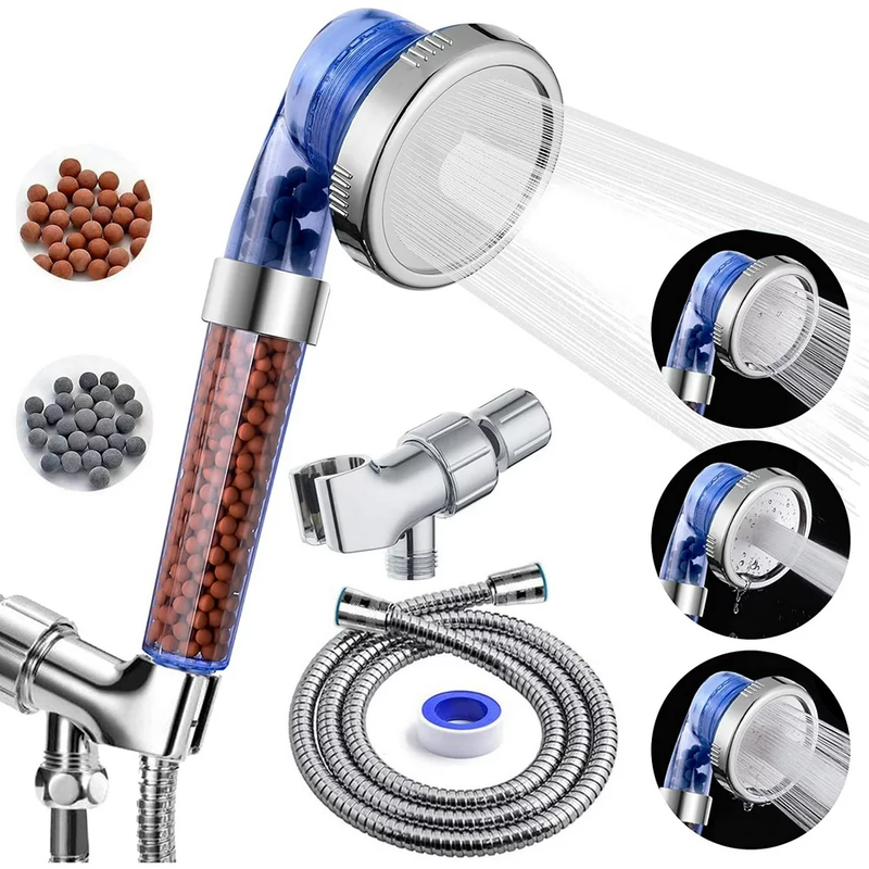 High-Pressure Handheld Shower Head - Spa, 3 Modes, Filtration Beads