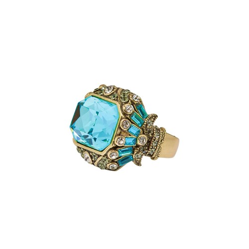 Bague Heidi Daus Authentique - Onyx Turquoise Cristal - Décor Bleu Signée Collection