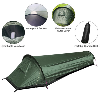 Zelt Einmannzelt 1-2 Personen Trekking Biwak + Tragbarer Aufbewahrungssack O7I8
