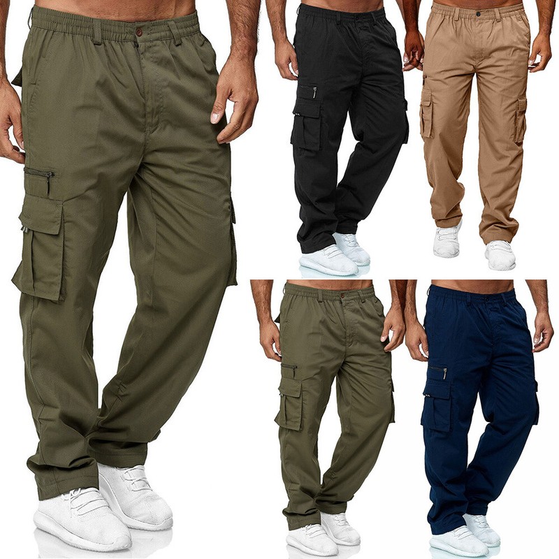 Elastic Waist Trousers Sports Jogger Military Bottoms Us