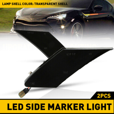 For 2013-20 Subaru BRZ Scion FR-S Smoke White LED Turn Signal Side Marker Lights