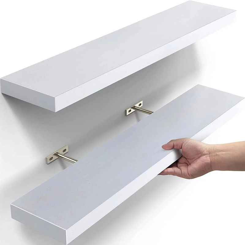 Scratch Resistant Solid Wood Floating Shelves Wall Mounted S