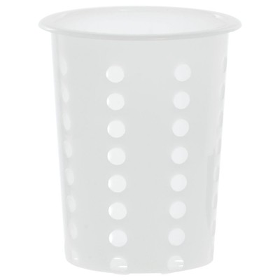 HUBERT  Flatware Cylinder Perforated White Polyethylene - 4 1/2''Dia x 5 1/2''H