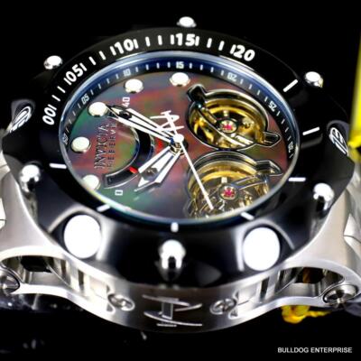 Pre-owned Invicta Reserve Venom Hybrid Double Open Heart Automatic Black Mop Watch
